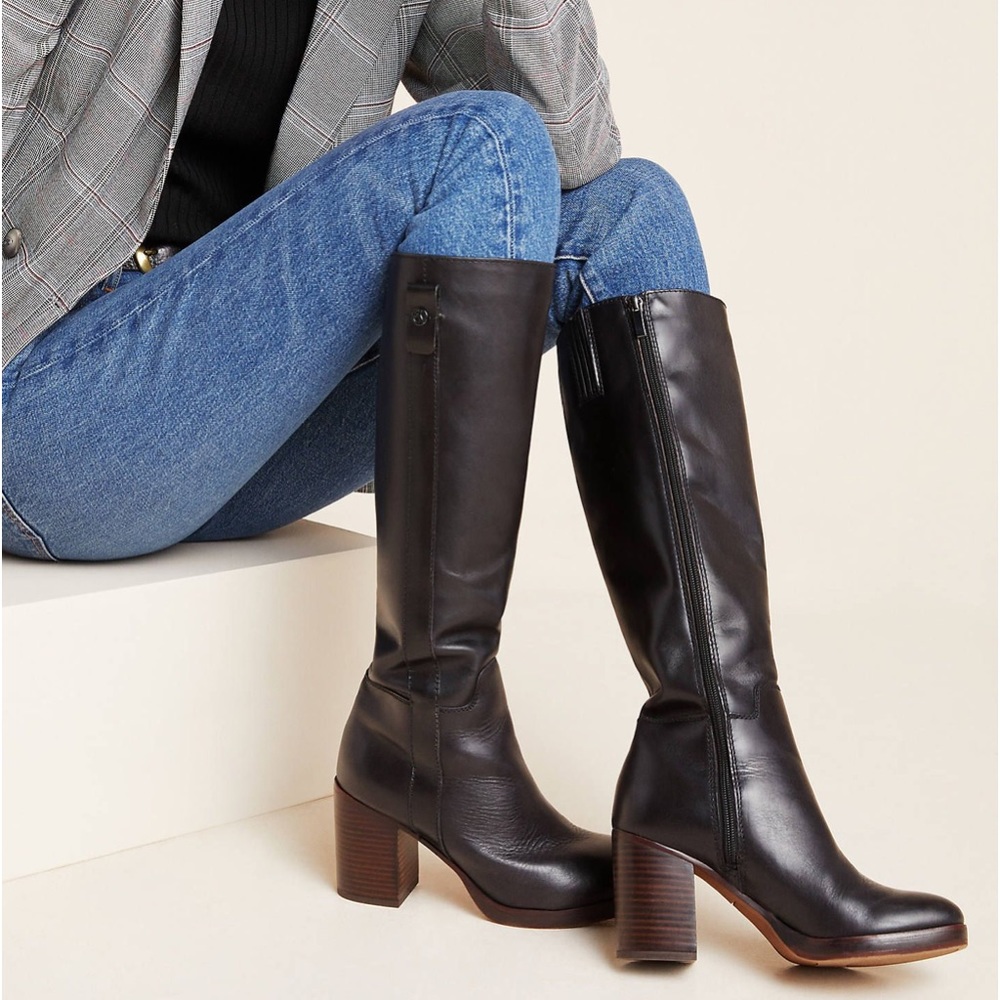 NIB FRANCO SARTO KENDRA LEATHER BOOT  BLK SZ 7.5 M